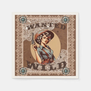  Westerne Gezocht en Wild Cowgirl Cocktail Servet