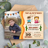 Westerne Gezochte Cowboy Foto Birthday Party Kaart