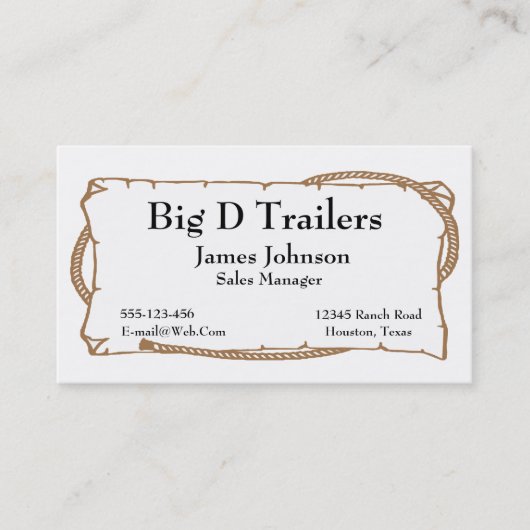 Westerne Gezochte Visitekaartjes van de Teken van  (Voorkant)