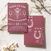 Westerne Giddy Up Pink Cowgirl Verjaardag Kaart