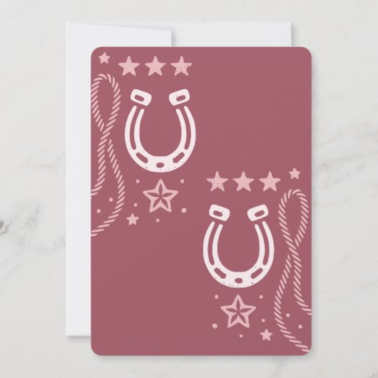 Westerne Giddy Up Pink Cowgirl Verjaardag Kaart (Achterkant)