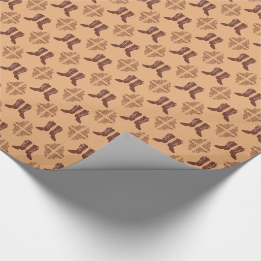 Westerne Gift Wrap Cowboy laarzen en lederen print Cadeaupapier (Hoek)