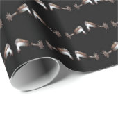 Westerne Gift Wrap Silver Spurs op Zwart Cadeaupapier (Rol Hoek)