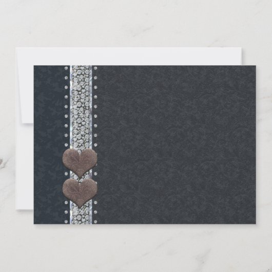 Westerne Glam Black Leather & Diamonds Uitnodiging (Achterkant)