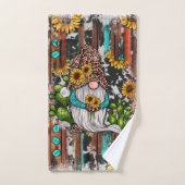 Westerne Gnome Sunflower Turquoise Stones Bad Handdoek (Handdoek)