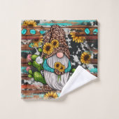 Westerne Gnome Sunflower Turquoise Stones Bad Handdoek (Wasdoekje)