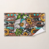 Westerne Gnome Sunflower Turquoise Stones Bad Handdoek (Handdoek)
