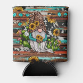 Westerne Gnome Sunflower Turquoise Stones Blikjeskoeler (Voorkant)