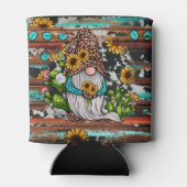 Westerne Gnome Sunflower Turquoise Stones Blikjeskoeler (Achterkant)