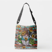 Westerne Gnome Sunflower Turquoise Stones Crossbody Tas (Voorkant)