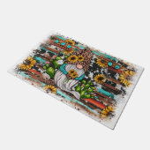 Westerne Gnome Sunflower Turquoise Stones Deurmat (Schuin)