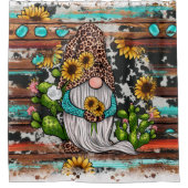 Westerne Gnome Sunflower Turquoise Stones Douchegordijn (Voorkant)