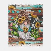 Westerne Gnome Sunflower Turquoise Stones Fleece Deken (Voorkant)