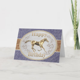 Westerne gordel en sluiting op Denim Happy Birthda Kaart