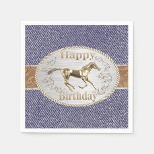 Westerne gordel en sluiting op Denim Happy Birthda Servet