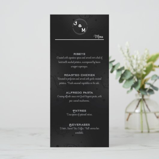 Westerne gotische bruiloft receptie menu (Staand voorkant)