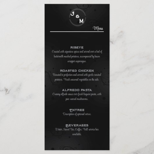 Westerne gotische bruiloft receptie menu (Voorkant)