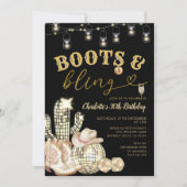 Westerne Gouden Laarzen & Bling Cowgirl Cactus Ver Kaart (Voorkant)