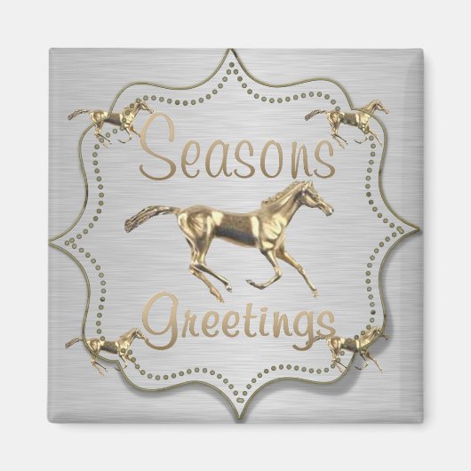 Westerne gouden paarden op de zilvervakantie magneet (Voorkant)