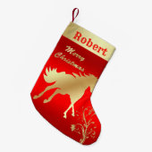 Westerne gouden paarden op rood kleine kerstsok (Voorkant (Hangend))