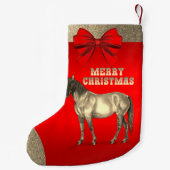 Westerne gouden paarden op rood kleine kerstsok (Achterkant)