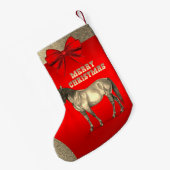 Westerne gouden paarden op rood kleine kerstsok (Achterkant (Hangend))