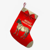 Westerne gouden paarden op rood kleine kerstsok (Voorkant (Hangend))