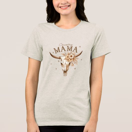 Westerne Graphic - Country Mama Tri-Blend Shirt (Voorkant)