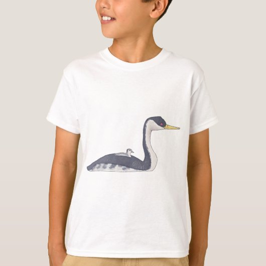Westerne Grebe waterverf vogelkunst T-shirt (Voorkant)