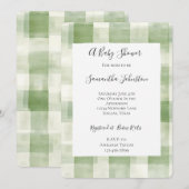 Westerne Green Cream Plaid Stripes Chic Baby showe Kaart (Voorkant / Achterkant)