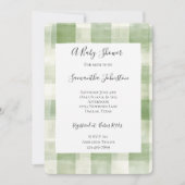Westerne Green Cream Plaid Stripes Chic Baby showe Kaart (Voorkant)