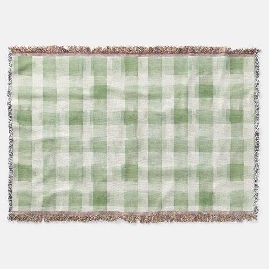 Westerne Green Cream Plaid Stripes Kerst Deken (Voorkant)