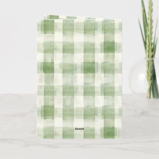 Westerne Green Cream Plaid Stripes Kerst Kaart (Achterkant)