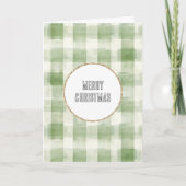 Westerne Green Cream Plaid Stripes Kerst Kaart (Voorkant)