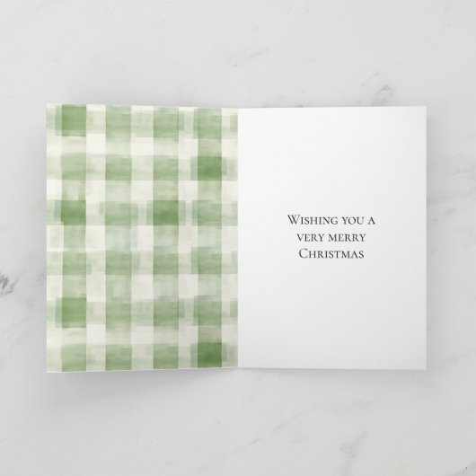 Westerne Green Cream Plaid Stripes Kerst Kaart (Binnen)