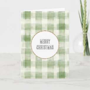 Westerne Green Cream Plaid Stripes Kerst Kaart