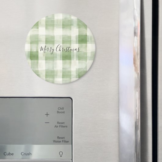 Westerne Green Cream Plaid Stripes Kerst Magneet (Insitu (Koelkast))