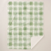 Westerne Green Cream Plaid Stripes Kerst Sherpa Deken (Voorkant)