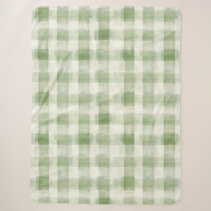 Westerne Green Cream Plaid Stripes Kerst Sherpa Deken
