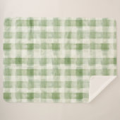 Westerne Green Cream Plaid Stripes Kerst Sherpa Deken (Voorkant (horizontaal))