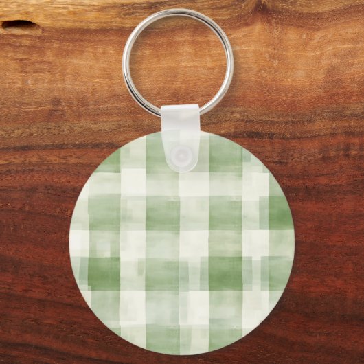 Westerne Green Cream Plaid Stripes Kerst Sleutelhanger (Achterkant)