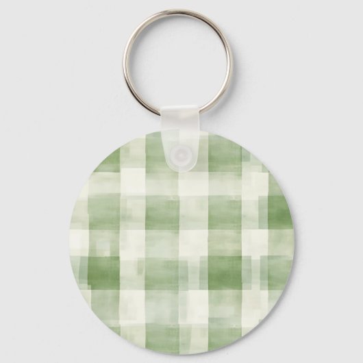 Westerne Green Cream Plaid Stripes Kerst Sleutelhanger (Achterkant)
