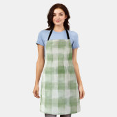 Westerne Green Cream Plaid Stripes Land Schort (Gedragen)