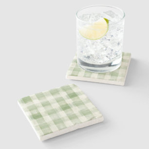 Westerne Green Cream Plaid Stripes Land Stenen Onderzetter