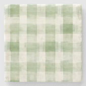 Westerne Green Cream Plaid Stripes Land Stenen Onderzetter (Voorkant)