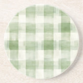 Westerne Green Cream Plaid Stripes Land Zandsteen Onderzetter (Voorkant)
