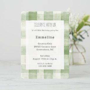 Westerne Green Cream Plaid Stripes Landelijke Verj Kaart