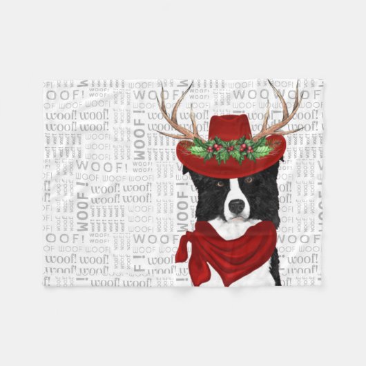 Westerne grens met Kerstmis van Collie Lover Fleece Deken (Voorkant (Horizontaal))