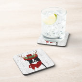 Westerne grenscollie met Wof Word Art Holiday Bier Onderzetter (Rechterzijde)