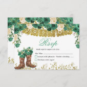 Westerne groene Hunter Charra Mis Quince RSVP-kaar RSVP Kaartje (Voorkant / Achterkant)